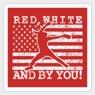 Red White and By You Fastpitch Softball Pitcher Gifts Magnet